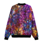 Bomber Jacket Vibrant Pattern of Crystal Flowers