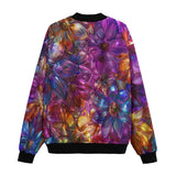 Bomber Jacket Vibrant Pattern of Crystal Flowers