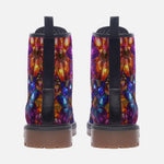 Leather Boots Vibrant Pattern of Crystal Flowers