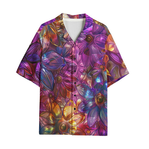 Hawaiian Shirt Vibrant Pattern of Crystal Flowers