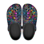 Classic Clogs Colorful Psychedelic Flower and Gemstones