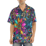 Hawaiian Shirt Colorful Psychedelic Flower and Gemstones