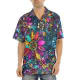 Hawaiian Shirt Colorful Psychedelic Flower and Gemstones