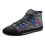 High-Top Canvas Shoes Colorful Psychedelic Flower and Gemstones