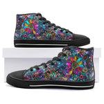 High-Top Canvas Shoes Colorful Psychedelic Flower and Gemstones