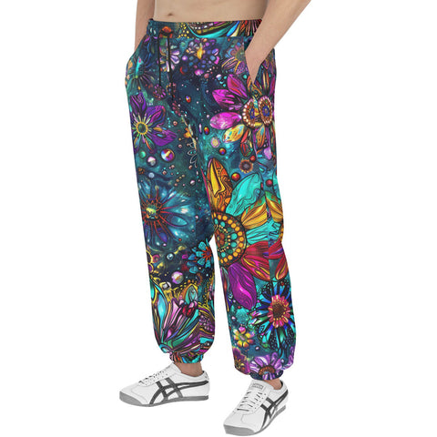 Men's Sweatpants Colorful Psychedelic Flower and Gemstones
