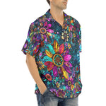Hawaiian Shirt Colorful Psychedelic Flower and Gemstones