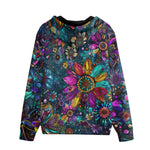 Men's Zip Up Hoodie Colorful Psychedelic Flower and Gemstones