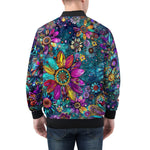 Bomber Jacket Colorful Psychedelic Flower and Gemstones