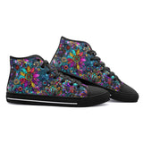 High-Top Canvas Shoes Colorful Psychedelic Flower and Gemstones