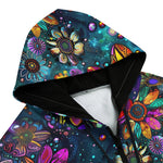 Men's Zip Up Hoodie Colorful Psychedelic Flower and Gemstones