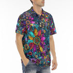 Men's Polo Shirt Colorful Psychedelic Flower and Gemstones