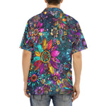 Hawaiian Shirt Colorful Psychedelic Flower and Gemstones