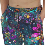 Men's Sweatpants Colorful Psychedelic Flower and Gemstones