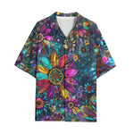 Hawaiian Shirt Colorful Psychedelic Flower and Gemstones