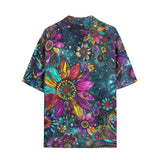 Hawaiian Shirt Colorful Psychedelic Flower and Gemstones