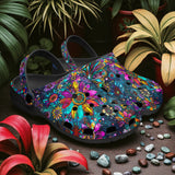 Classic Clogs Colorful Psychedelic Flower and Gemstones