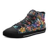 High-Top Canvas Shoes Crystal and Gemstone Flowers