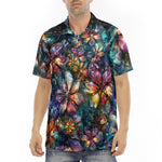 Men's Polo Shirt Crystal and Gemstone Flowers