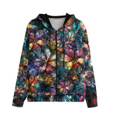 Men's Zip Up Hoodie Crystal and Gemstone Flowers