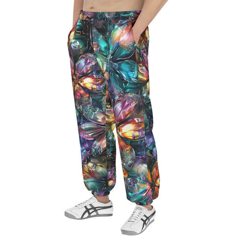 Men's Sweatpants Crystal and Gemstone Flowers