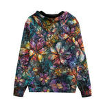 Men's Zip Up Hoodie Crystal and Gemstone Flowers