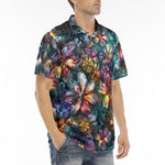 Men's Polo Shirt Crystal and Gemstone Flowers