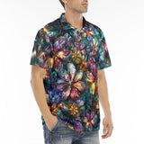 Men's Polo Shirt Crystal and Gemstone Flowers