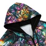 Men's Zip Up Hoodie Crystal and Gemstone Flowers