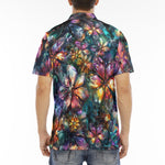 Men's Polo Shirt Crystal and Gemstone Flowers
