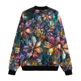 Bomber Jacket Crystal and Gemstone Flowers