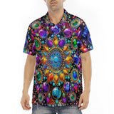 Men's Polo Shirt Shiny Gemstones Bright Colors Mandala