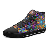 High-Top Canvas Shoes Shiny Gemstones Bright Colors Mandala