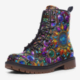 Leather Boots Shiny Gemstones Bright Colors Mandala