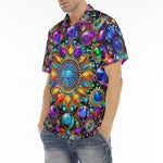 Men's Polo Shirt Shiny Gemstones Bright Colors Mandala
