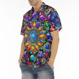 Men's Polo Shirt Shiny Gemstones Bright Colors Mandala