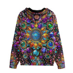 Men's Zip Up Hoodie Shiny Gemstones Bright Colors Mandala