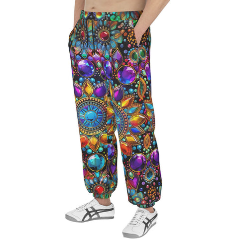 Men's Sweatpants Shiny Gemstones Bright Colors Mandala