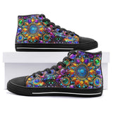 High-Top Canvas Shoes Shiny Gemstones Bright Colors Mandala