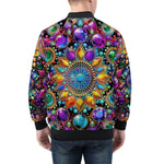 Bomber Jacket Shiny Gemstones Bright Colors Mandala