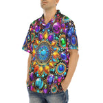 Hawaiian Shirt Shiny Gemstones Bright Colors Mandala