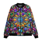 Bomber Jacket Shiny Gemstones Bright Colors Mandala