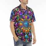 Men's Polo Shirt Shiny Gemstones Bright Colors Mandala