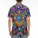 Men's Polo Shirt Shiny Gemstones Bright Colors Mandala