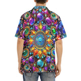 Hawaiian Shirt Shiny Gemstones Bright Colors Mandala