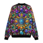 Bomber Jacket Shiny Gemstones Bright Colors Mandala
