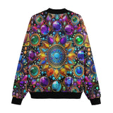 Bomber Jacket Shiny Gemstones Bright Colors Mandala