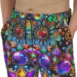 Men's Sweatpants Shiny Gemstones Bright Colors Mandala