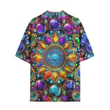 Hawaiian Shirt Shiny Gemstones Bright Colors Mandala