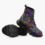 Casual Leather Chunky Boots Shiny Gemstones Bright Colors Mandala